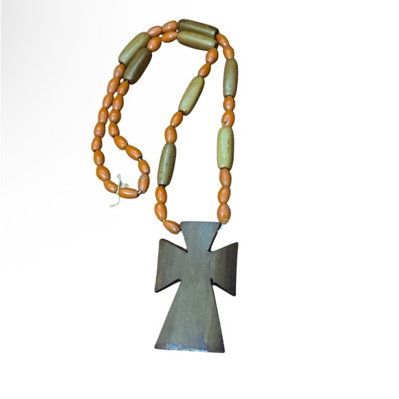 Vintage Wooden Cross Necklace - Picture 4 of 4